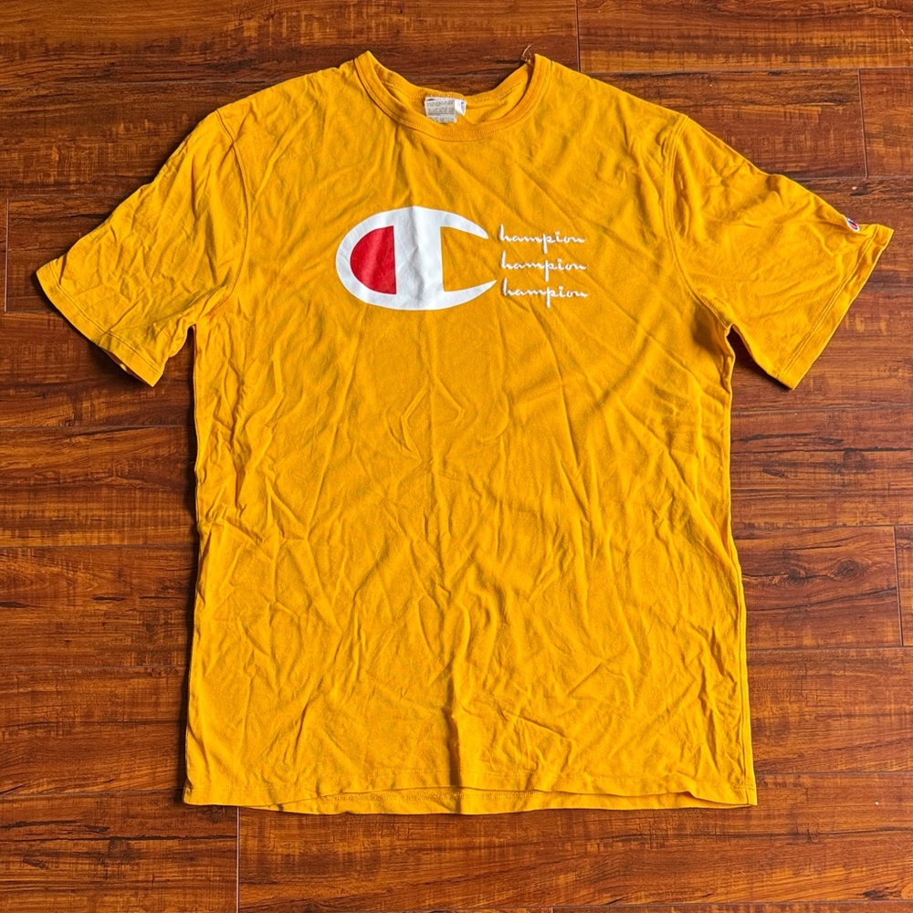 Champion Men's Mustard Tee with Logo